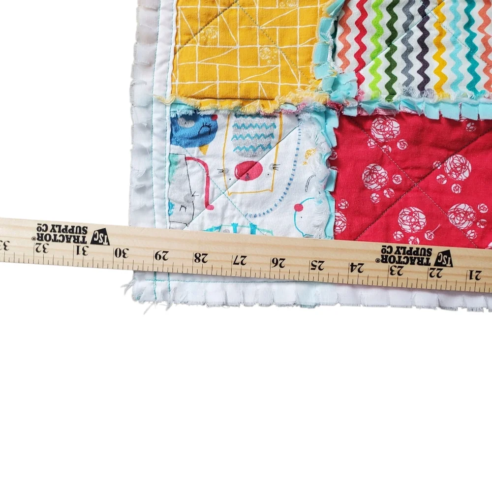 New Homemade Colorful Baby Rag Quilt Cats / Paw Prints